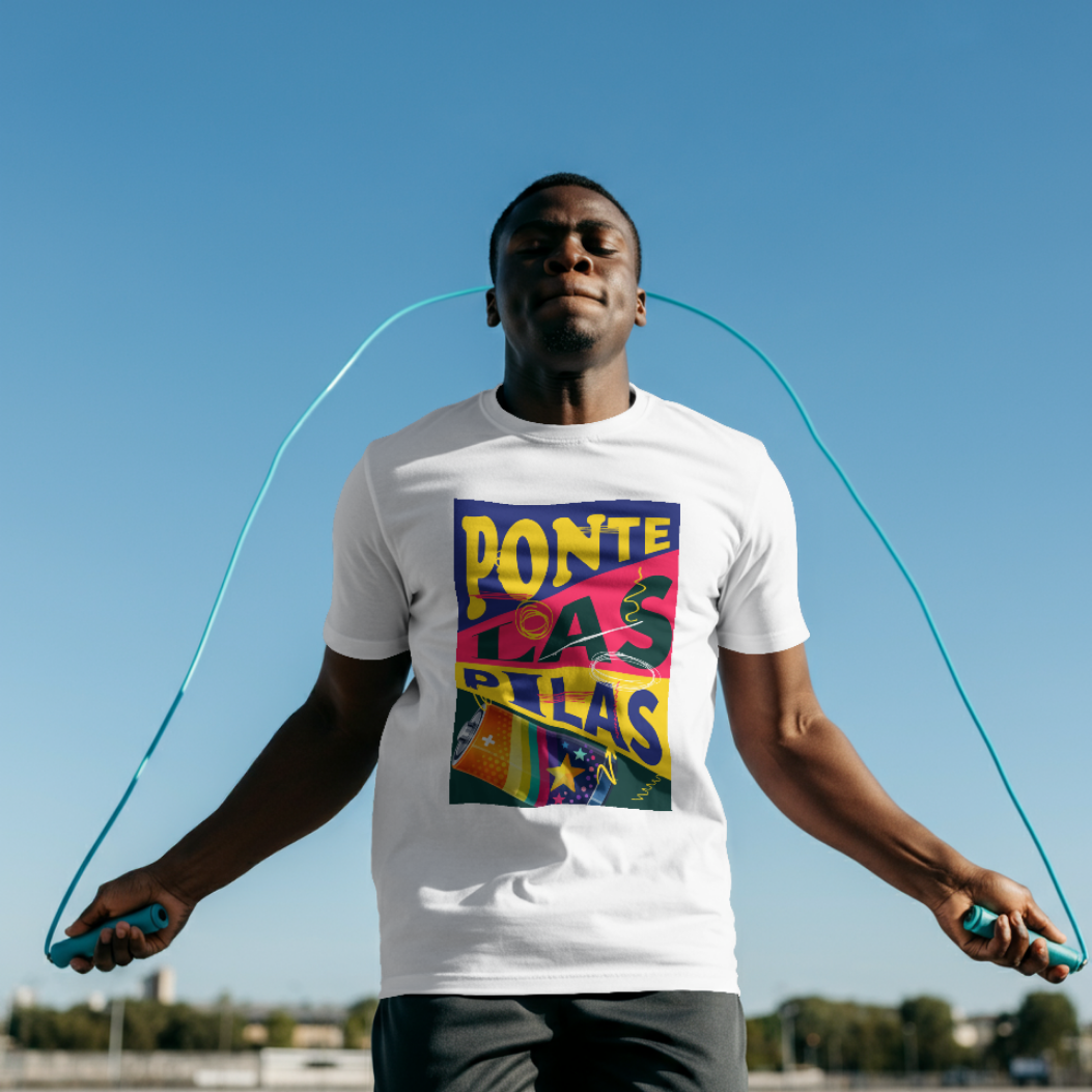 Ponte Las Pilas Graphic Tee — Retro Spanish Motivational Shirt