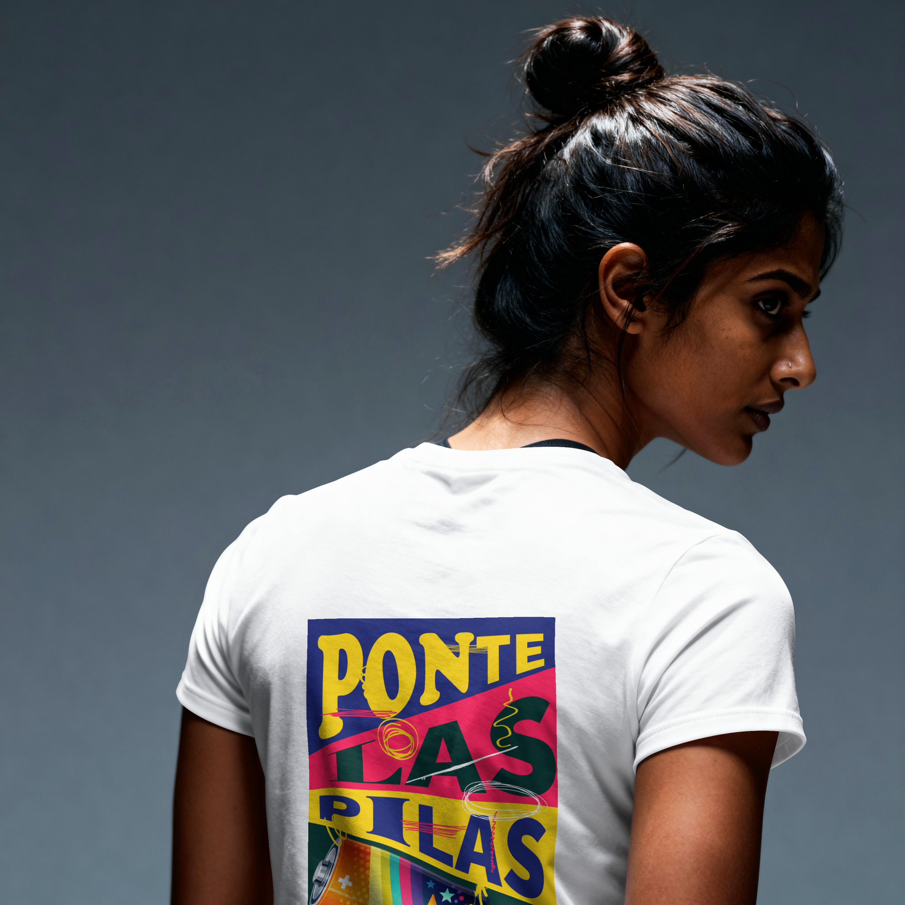Ponte Las Pilas Graphic Tee — Retro Spanish Motivational Shirt