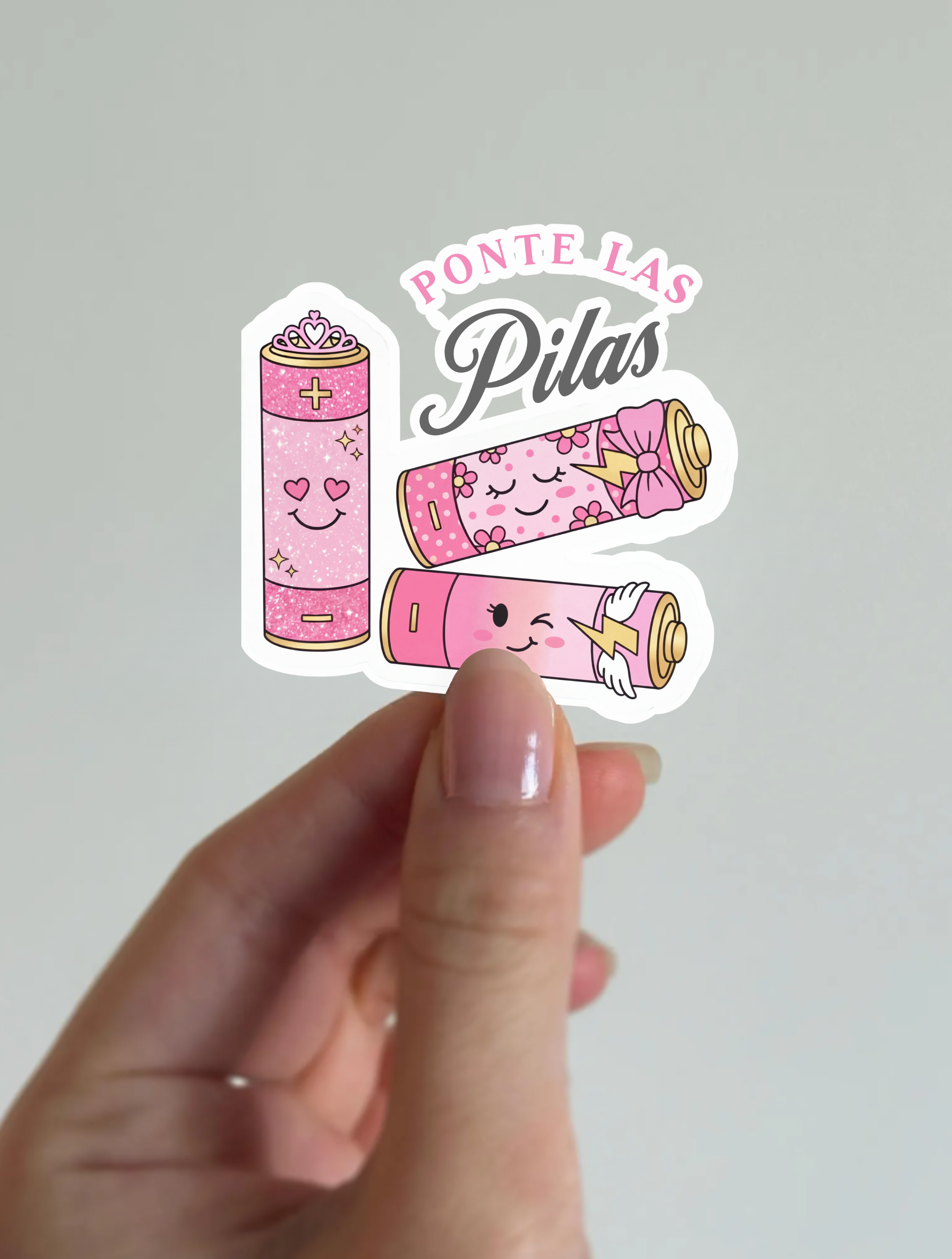 Ponte Las Pilas Pink Battery Sticker Pack — Cute Kawaii Laptop Decal