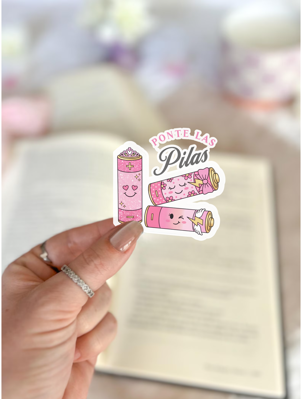 Ponte Las Pilas Pink Battery Sticker Pack — Cute Kawaii Laptop Decal
