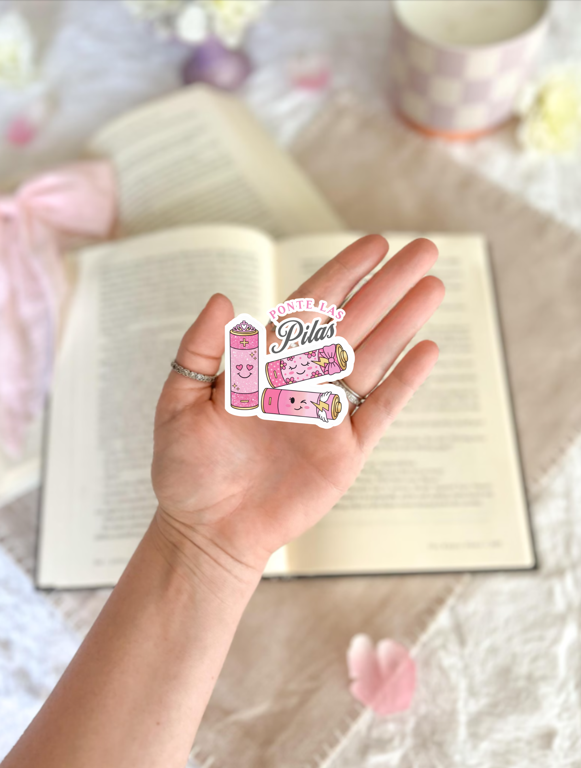 Ponte Las Pilas Pink Battery Sticker Pack — Cute Kawaii Laptop Decal