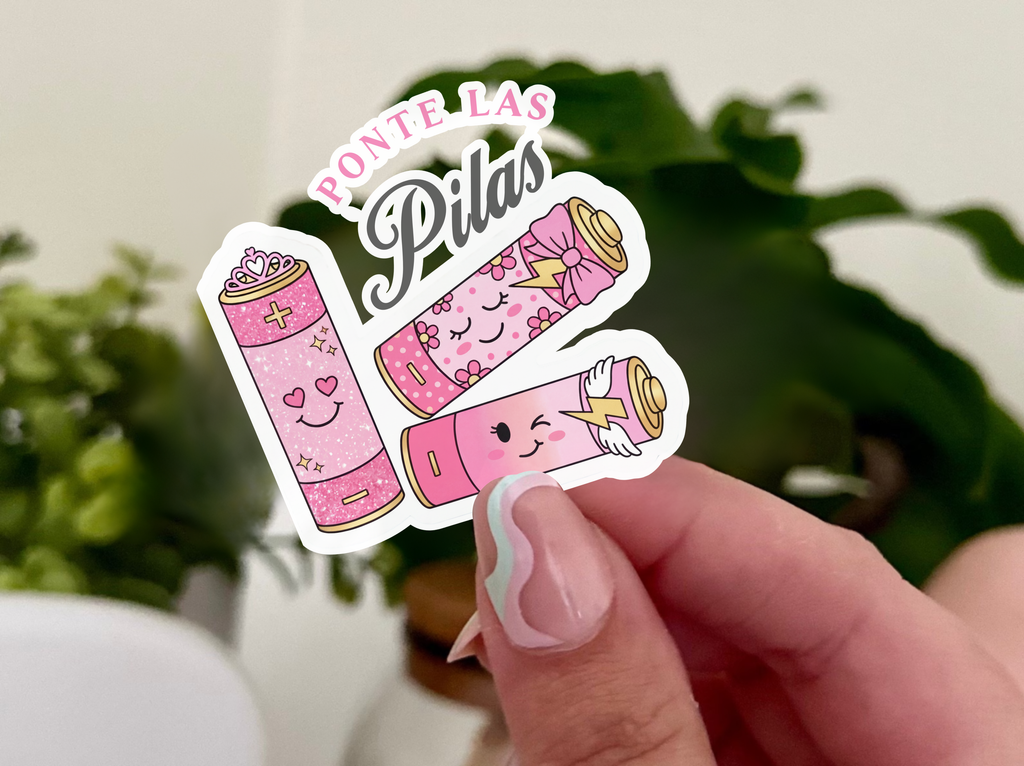 Ponte Las Pilas Pink Battery Sticker Pack — Cute Kawaii Laptop Decal