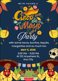 Fiesta Time! Edytowalne zaproszenie na przyjęcie z okazji Cinco de Mayo | Tacos, Tequila i Zabawa!